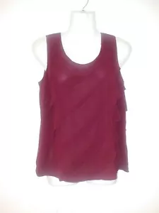 Talbots Damen Top 4 Petite Maroon ärmellos Rüschen leicht Freizeit - Bild 1 von 5