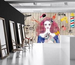 3D Barber Shop I4121 Wallpaper Mural Self-adhesive Removable Sticker Erin - Picture 1 of 11