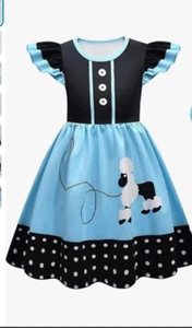 Girls Kids Poodle Skirt 50s Costumes Size 14 Black & Blue - Picture 1 of 4