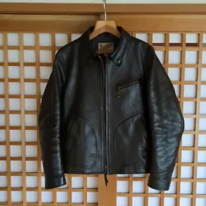 Y'2 Leather Single Riders jacket Horsehide Leather Black Size 36 Tartan - Picture 1 of 10