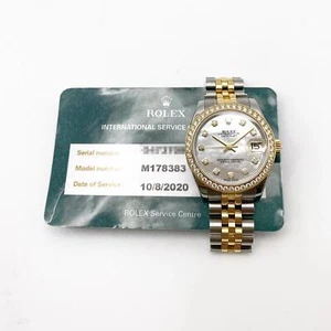 Rolex Datejust 31mm 178383 Yellow Gold Steel MOP Diamond Dial Automatic Watch - Picture 1 of 6