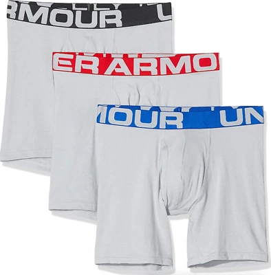 Under Armour K2505 Gray 6" Boxer Briefs 3-Pack Men's Underwear Size XL - Image 1 of 4