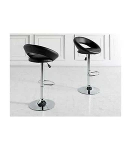 PDCOR, Pack de 2 taburetes elevables Zoe tapizados en polipiel negro, 53 x 47 x - Imagen 1 de 4