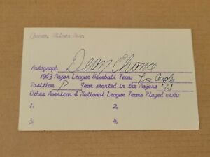 Dean Chance d.2015 signed autograph auto 3x5 index card Baseball Player 