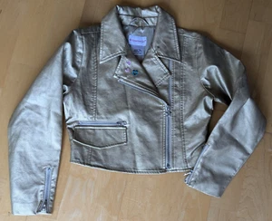 American Girl Size Small 7-8 Gold Metallic Pleather Moto Short Bomber Jacket - Picture 1 of 9