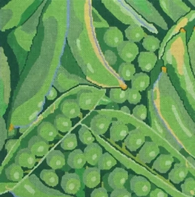 Needlepoint Handpainted Jean Smith Farmers Market Peas 14x14 - Image 1 of 4