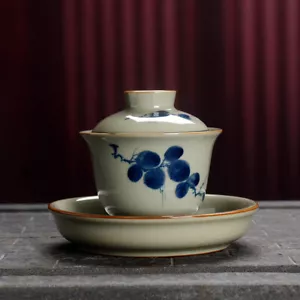 crackle glaze porcelain cup bowl gaiwan handpainted tureen saucer SanCai bowl - Picture 1 of 26
