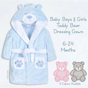 Baby Girls Boys Dressing Gown Teddy Bear Robe Novelty Plush Fleece Unisex Ted UK - Picture 1 of 16