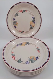 9 of Corelle ABUNDANCE Dinner Plates Corning Fruits Blue Maroon Bands, 10-1/4" - Picture 1 of 6