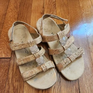 Ladies Vionic Amber Sandal Shoe Tan Cork Leather US 7 EU 38 UK 5 Adjustable - Picture 1 of 7