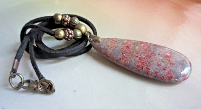 Collar de cordón de gamuza y estilo BOHO de jaspe manchado 20 pulgadas Foto 1 de 4