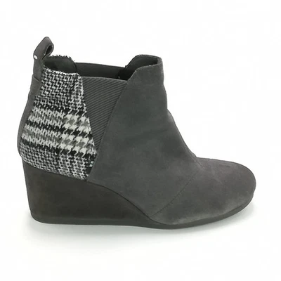 Toms Botas Mujer Zapatos Botín al Tobillo Kelsey Cuña Gris Carbón Gamuza Cuero 9 Foto 1 de 4