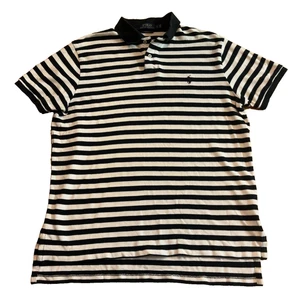 Polo Ralph Lauren Ajuste Personalizado a Rayas Negro Blanco Talla L - Imagen 1 de 8