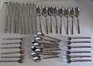 Reed & Barton Lote de 41 cucharas de bambú real tenedores cubiertos de acero inoxidable Japón - Imagen 1 de 4