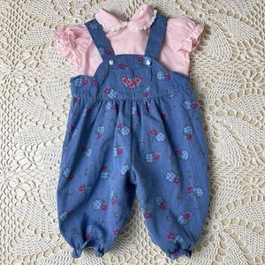 Conjunto Mono Burbuja AOP Estampado Rosa 3-6 Meses Bebé Niña Años 90 De Colección - Imagen 1 de 4