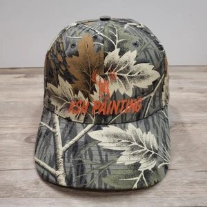 KSH Painting Hat Cap Snap Back Camo Green Orange Graphic Mens Hunting Deer - Picture 1 of 9