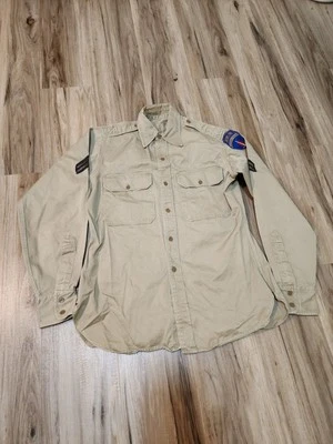 Camisa Uniforme Parcheada Manga Larga Caqui Militar Ejército de Estados Unidos Años 50 De Colección Talla M Foto 1 de 4