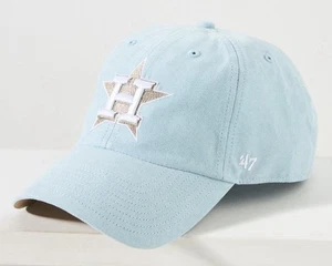 New Anthropologie Houston Astros Embroidered 47 Baby Blue Strapback Hat Baseball - Picture 1 of 4