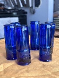 Juego de 6 vasos de chupito de tequila Corralejo de 4 oz vidrio azul logotipo antiguo vintage años 60 - Imagen 1 de 10