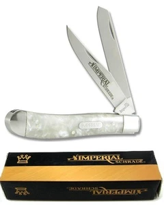 Imperial Trapper pocket knife Pearl Celluloid Handle Schrade Free Shipping USA - Picture 1 of 4
