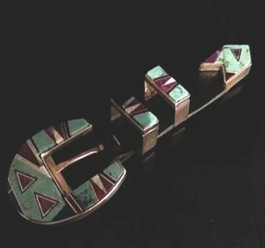 Vintage Navajo Sugilite Inlay Sterling Silver Belt Ranger Set Edward Becenti - Picture 1 of 8