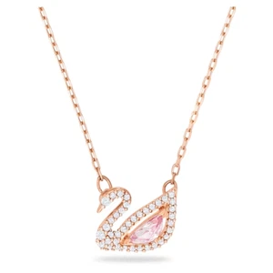 Swarovski Dazzling Swan Necklace Pink Rose Gold Tone 5469989 RRP £99 - Picture 1 of 6