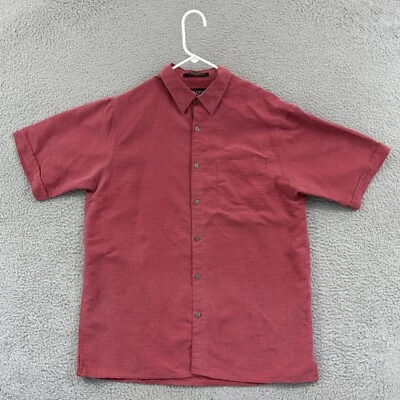 Vintage Brandini Shirt Mens Medium Salmon Short Sleeve Check Loose Casual Button - Image 1 of 4