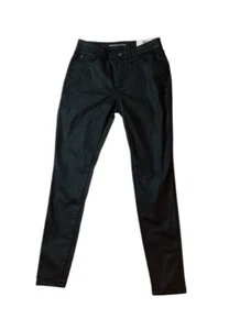 NWT Inc International Concepts Womens Waxed Pants Black 8/29 Mid Rise Skinny - Picture 1 of 10