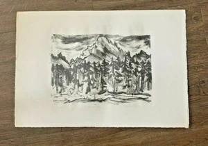 Yolanda Fusco litografia cecoslovacca/americana bianco/nero "Montagne Tatra" - Foto 1 di 5
