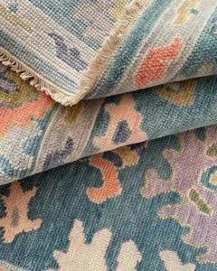 Blue 8x10 Hand Knotted Wool Rug Antique Turkish Oushak Rugs for Living Room Rugs - Picture 1 of 8