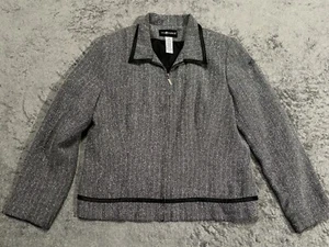 Vintage Sag Harbor Blazer Suit Jacket Size 18 Gray Full Zip Lined - Picture 1 of 6