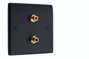 Piastra da parete altoparlante nero opaco 2 oro RCA Post AV audio non saldata - Foto 1 di 4