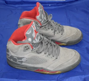 Air Jordan 5 Camo Retro Size 10.5 Mens Grey Suede Sneakers 2017 136027-051 - Picture 1 of 6