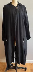 Dress To Kill Jane Mohr sz 2 Linen Duster Jacket Black Art to Wear DTK Designer - Picture 1 of 10