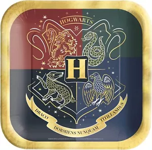 Harry Potter Hogwarts United Wizard Kids Birthday Party 7" Square Dessert Plates - Picture 1 of 1