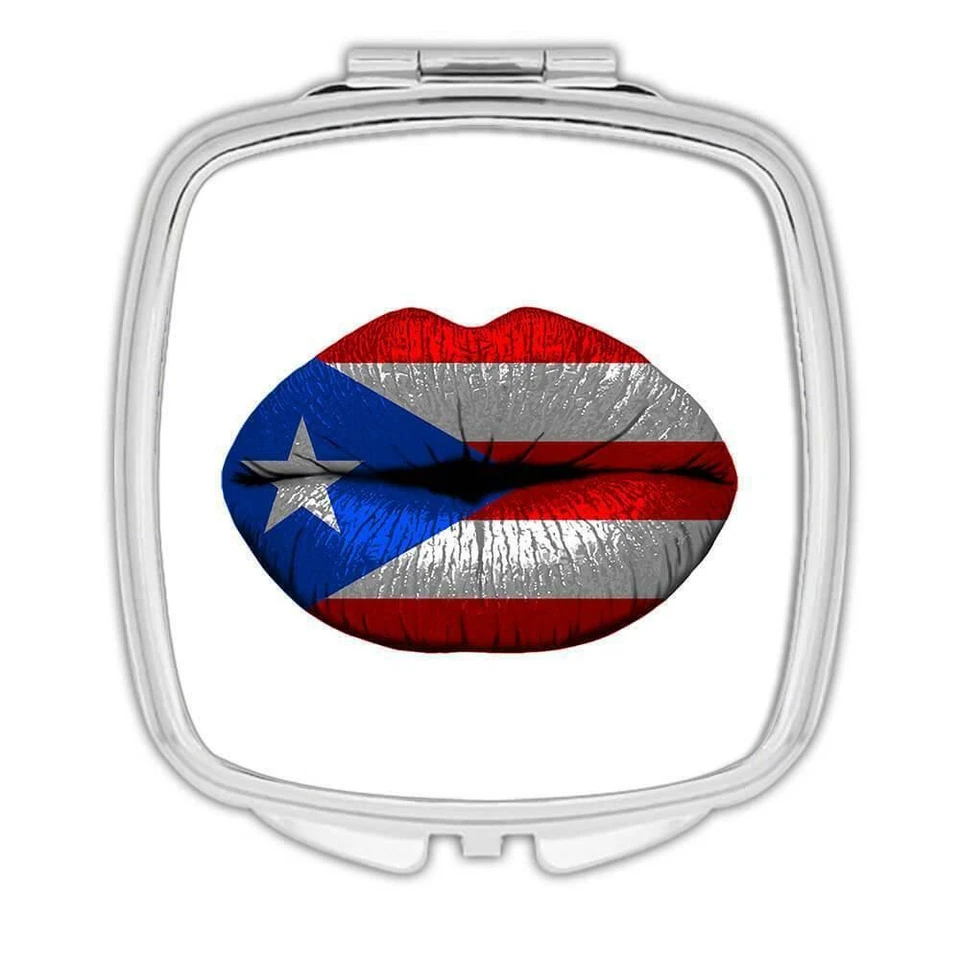 Gift Compact Mirror : Lips Puerto Rican Flag Rico Expat Country - Image 1 of 1