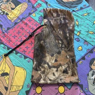 Vintage 90s RARE Camouflage Nordic Gear USA Balaclava Cinched Camo Hunting Hood - Image 1 of 4