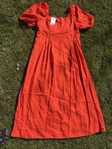 ladies linen blend summer maxi dress 14 Bnwt Orange Primark - Picture 1 of 5