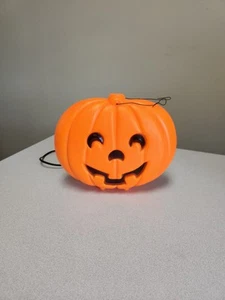 Vintage Flat Hanging Pumpkin Jack O Lantern Blow Mold Light Up - Picture 1 of 6