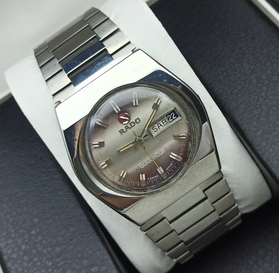 RELOJ RADO GOLDEN COLT GENUINO AUTOMÁTICO AÑOS 70 SUIZO RARO ESFERA PÚRPURA SUIZO Foto 1 de 4