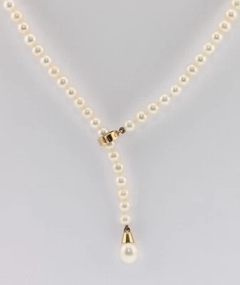 Y- Perlenkette Gold 585 14K Variable Länge - Bild 1 von 4