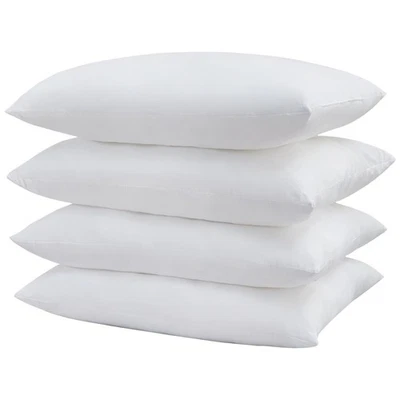 CULVE Bed Pillows Queen Size Set of 4-20x30 Flat Pillows for Sleeping Thin, Medium ...