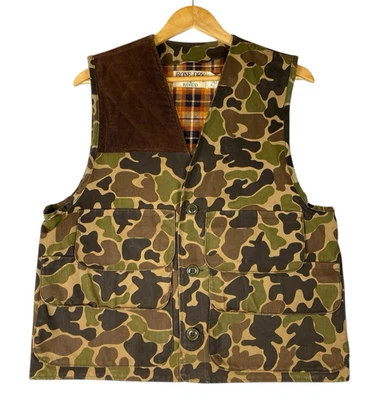 Vintage Redhead Bone Dry Camo Hunting Vest M USA Canvas Flannel GameBag Zip READ - Image 1 of 4