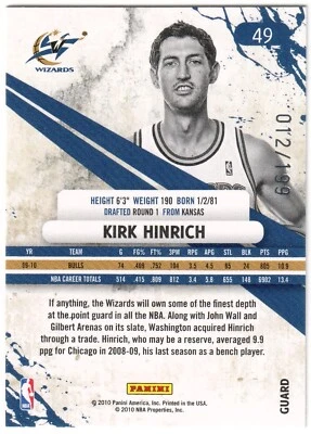 Kirk Hinrich 2010-11 Panini Rookies and Stars 12/199 Jersey Number 1/1 - Image 1 of 2