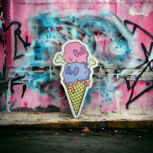 Pink Blue Skull Bones Ice Cream Spooky Pastel Goth Cute Creepy Punk Scary - Picture 1 of 2