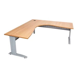 Corner Workstation With Span Leg Beech And Silver 1800X1800Mm - Picture 1 of 5