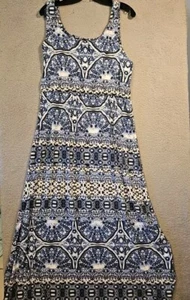Sonoma Maxi Dress Women’s Size XL Blue And White Sleeveless Elastic Waist - Picture 1 of 5