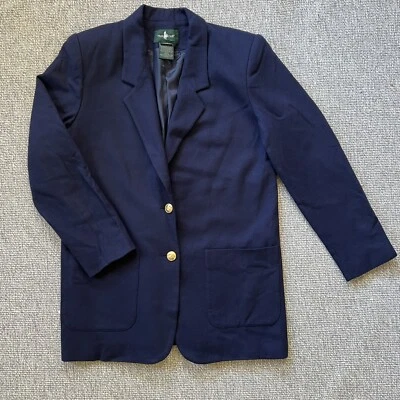Blazer Vintage Años 90 Lana Azul Marino Gran Tamaño Estructurado Preppy Hunt Club 10 Alto Foto 1 de 4