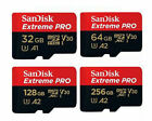 SanDisk Extreme Pro 256GB 128GB 64GB 32GB Micro SD Speicherkarte Lot C10 4K V30