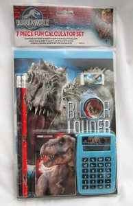 JURASSIC WORLD 7 PC CALCULATOR STATIONARY PENCILS,NOTEPAD,CALCULATOR,NOTEBOOK - Picture 1 of 2